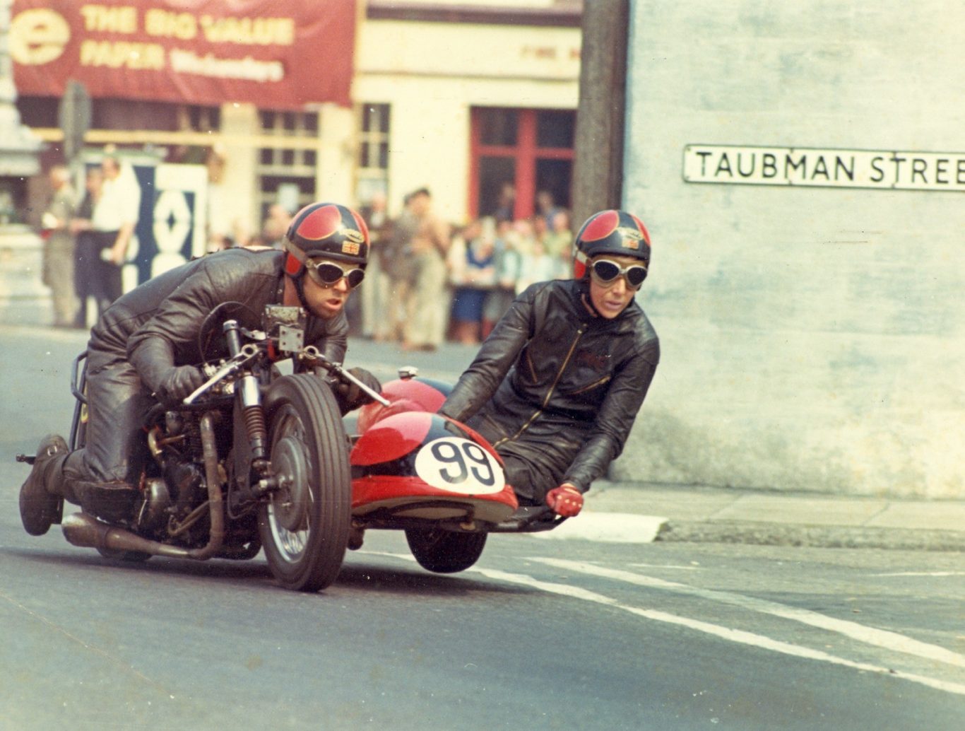 bob and jenny beales on their #triumph 1969 #iomtt