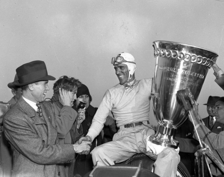  Tazio Nuvolari Celebrates His Win In The 