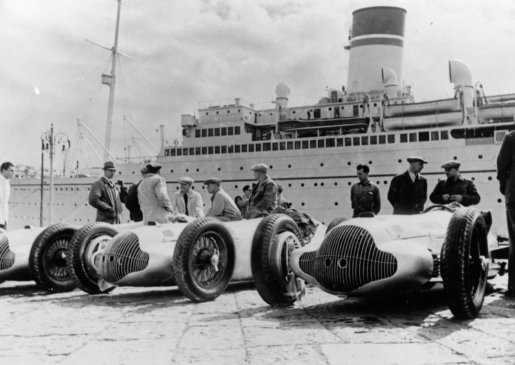  Some Mercedes Benz W154S Being Loaded Onto A Ship 