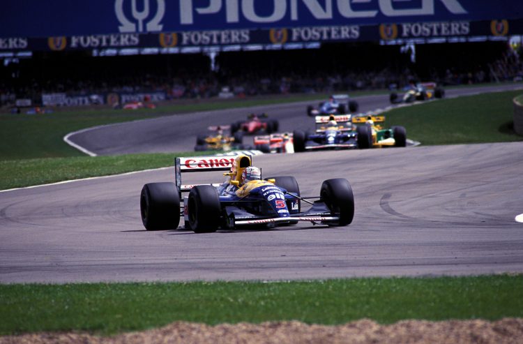  Nigel Mansell In The Williams Fw14B Leading The #F1