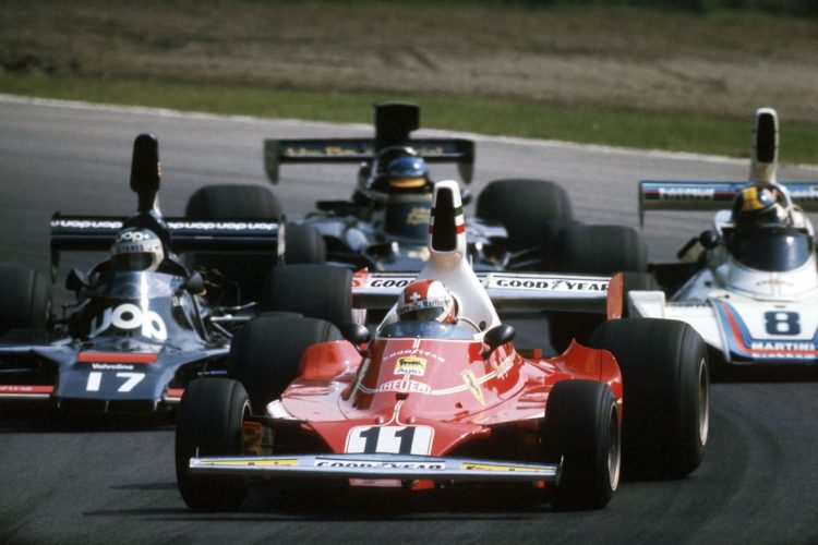  Clay Regazzoni In The Ferrari 312T Followed By #F1