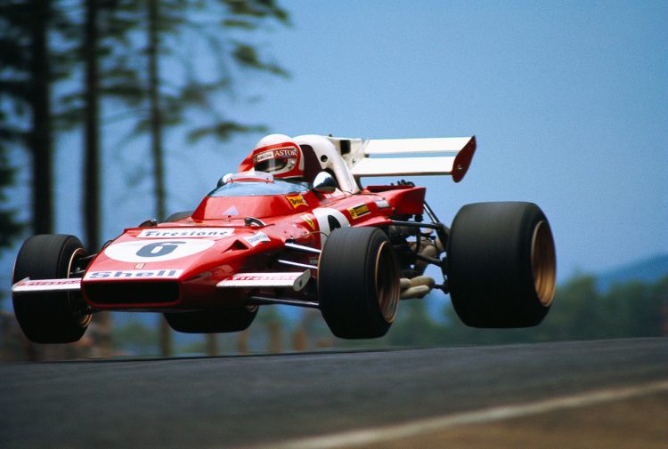  Clay Regazzoni Flying Over A Hill In The Ferrari #F1