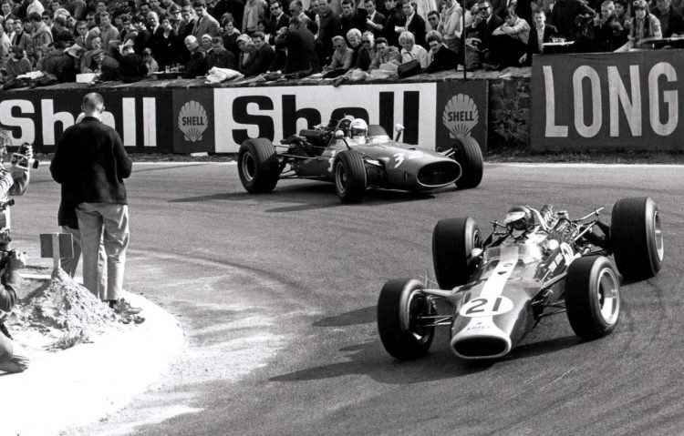  Jim Clark In His Lotus 49 Being Followed By Guy #F1