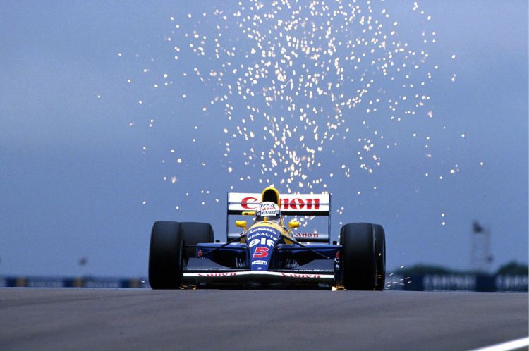  Nigel Mansell In The Williams Fw14 Driving To #F1