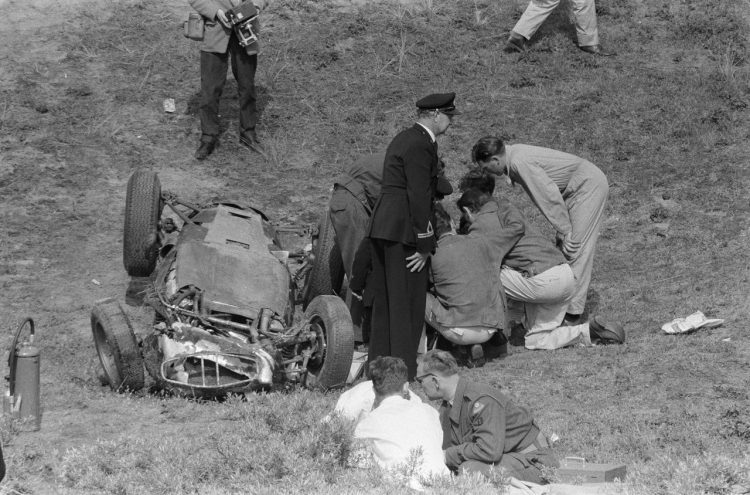  The Wreckage Of Chris Bristows Cooper Climax T51 #F1